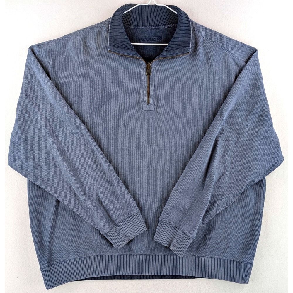 Pendleton Reversible Quarter Zip Pullover Men's XL Blue Faded Sweatshirt